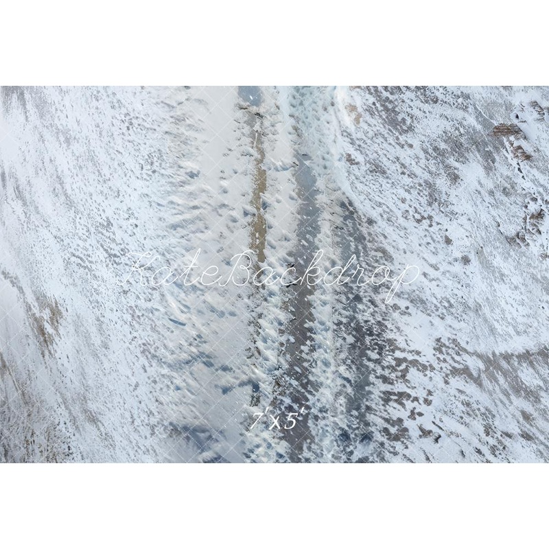 Kate Winter Snow Mountain Road Floor Backdrop Designed by Kate Image 7x5ft(2.2x1.5m) Microfiber (Printed)