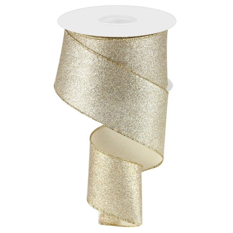 2.5" Shimmer Glitter Ribbon: Champagne - 10yds