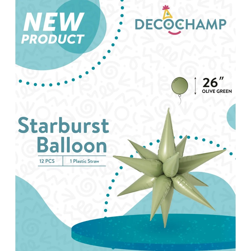 Starburst Foil Balloons Olive Green 26