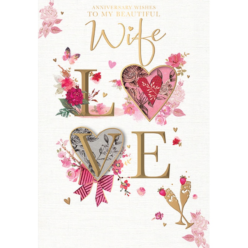 Wife Anniversary Card - Contemporary Love  Design