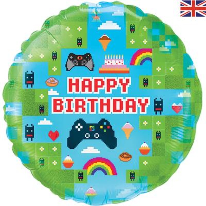 18 Standard Foil Happy Birthday Gamer Helium Balloon