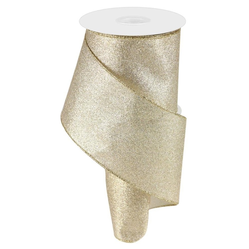 4" Shimmer Glitter Ribbon: Champagne - 10yds