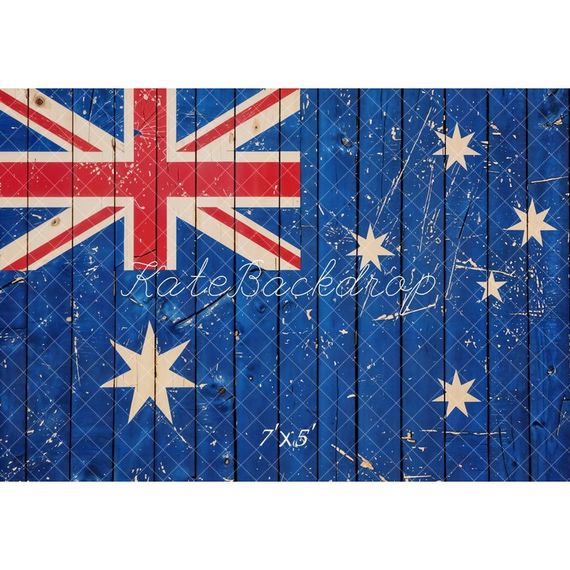 Kate Australian Flag Vintage Wall Backdrop Designed by Emetselch Microfiber (Printed) 7x5ft - small kids sitting / cake smash
