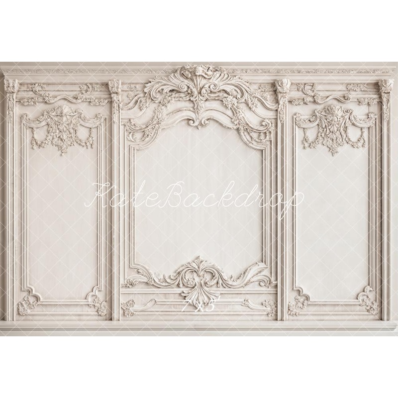 Kate Vintage White Elegant Wall Backdrop Designed by Emetselch Microfiber (Printed) 7x5ft - small kids sitting / cake smash