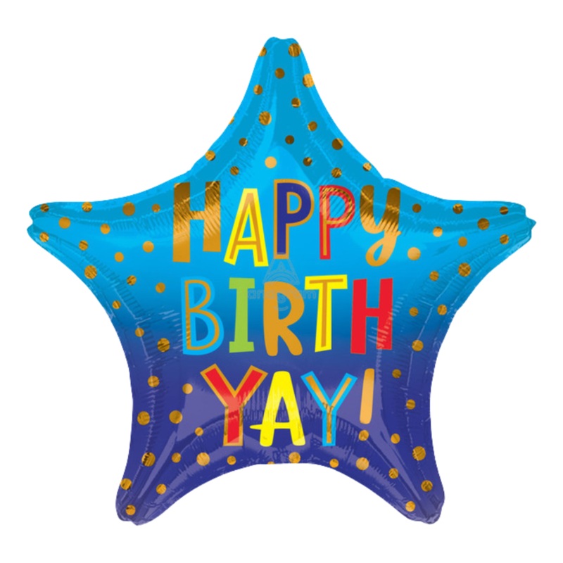20" Yay Star Happy Birthday Balloon