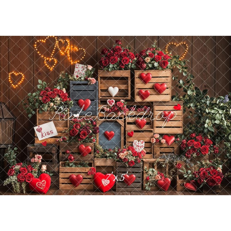 Kate Valentine's Day Heart Backdrop Designed by Emetselch Microfiber (Printed) 7x5ft - small kids sitting / cake smash