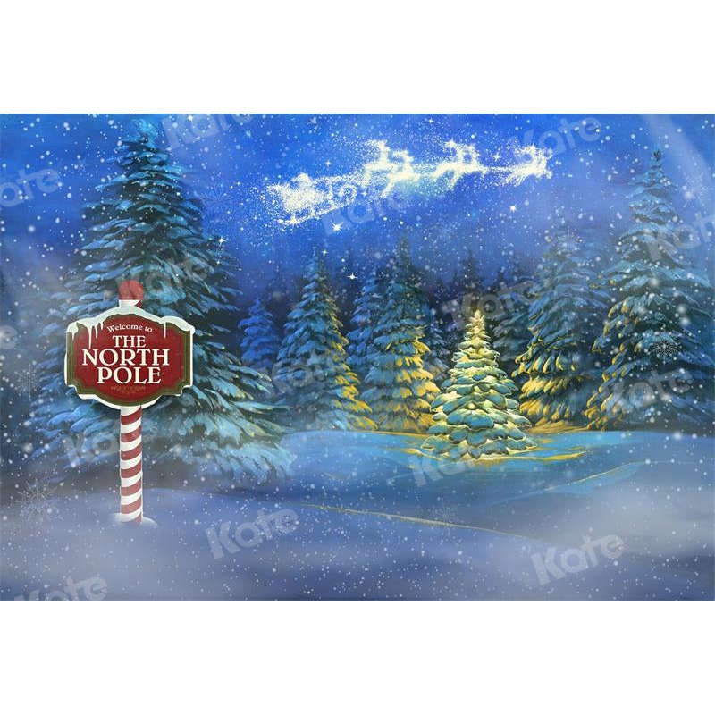 Kate Winter Backdrop Christmas Trees The North Pole for Photography 5x3ft - newborns and babies Microfiber (Printed)