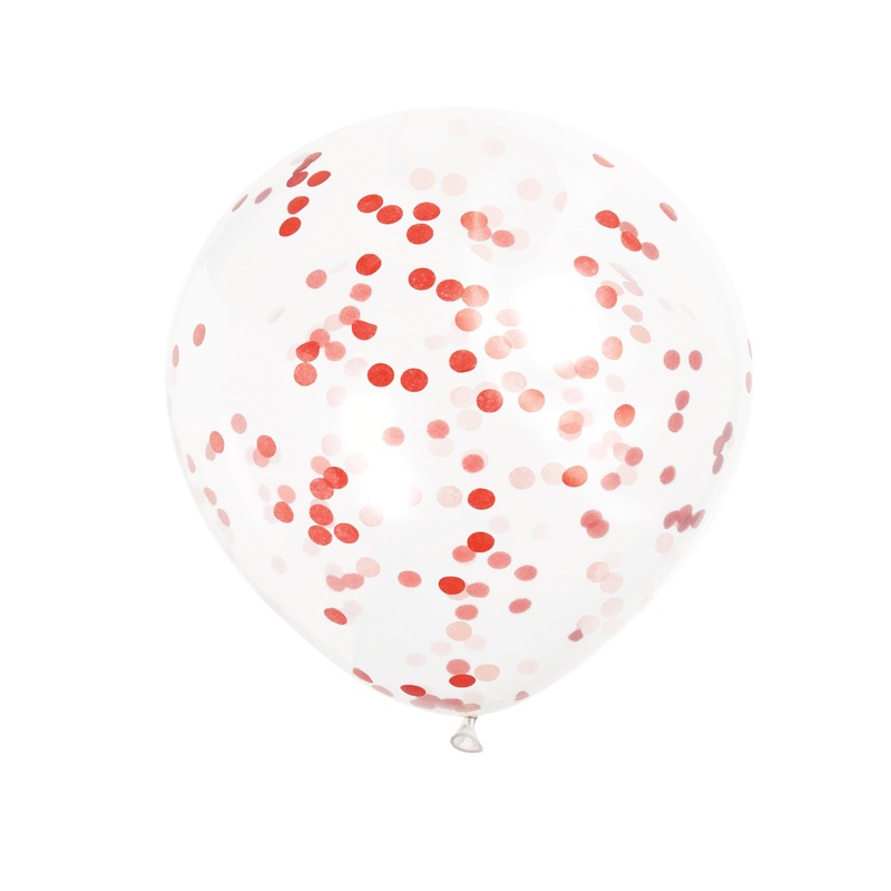 12 Clear Confetti Balloons (pack of 6) Hot Pink