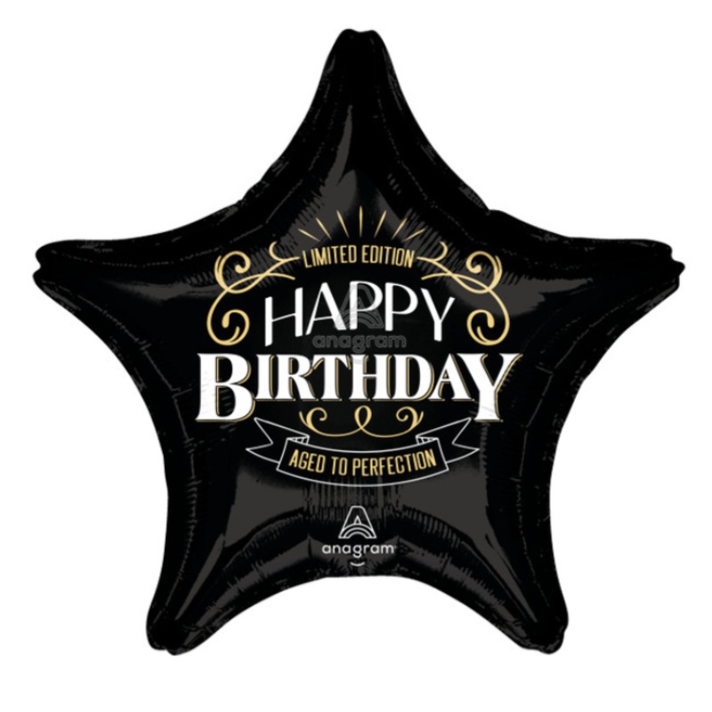 28" HBD Aged To Perfection Inflated with Helium and Ribbon