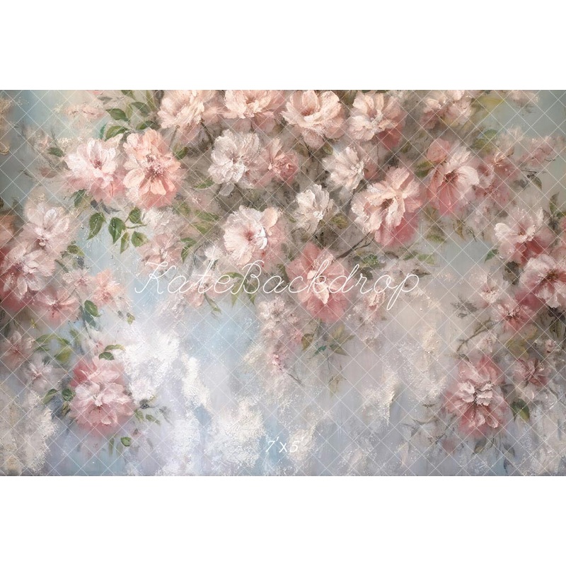 Kate Art Oil Painting Style Flowers Backdrop Designed by GQ 7x5ft - small kids sitting / cake smash Microfiber (Printed)