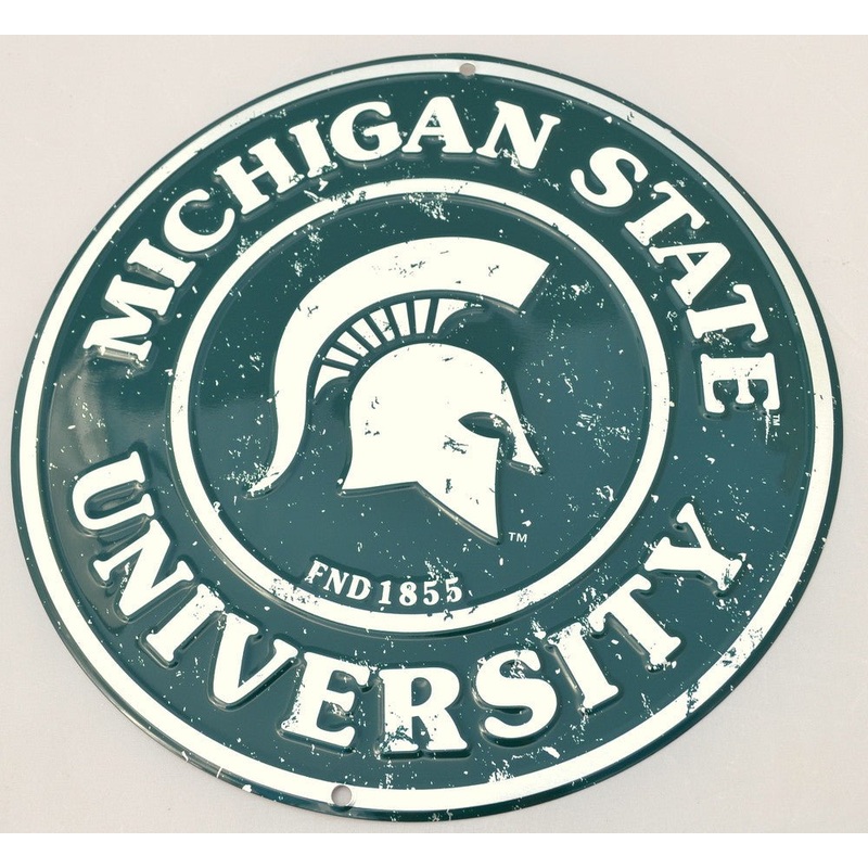 Michigan State University Embossed Metal Circular Sign