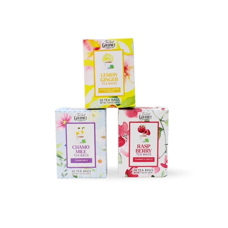Too Good Gourmet - Spring Everyday Teas - Lemon Ginger, Raspberry, Chamomile Chamomile