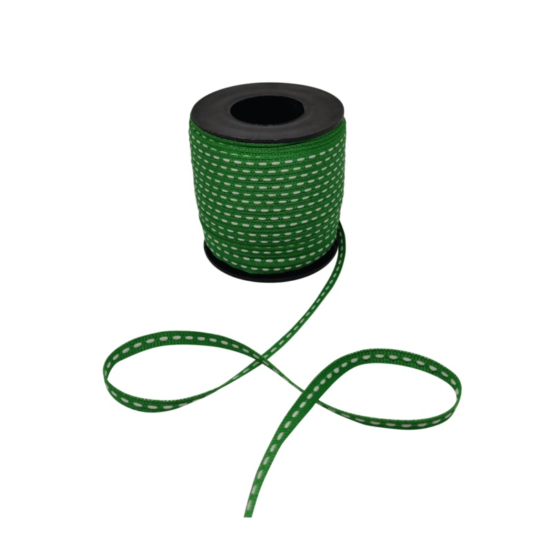 ALLURA STITCHED | GREEN WITH WHITE | 06MM | 50MTR