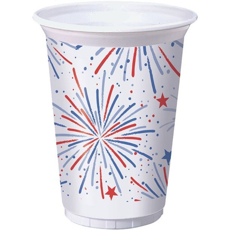 Fun Fireworks 16oz Plastic Cups 8pk | 1ct