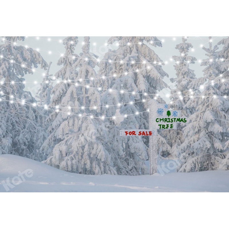 Kate Winter Christmas Backdrop Snow Trees Designed by Chain Photography 5x3ft - newborns and babies Microfiber (Printed)