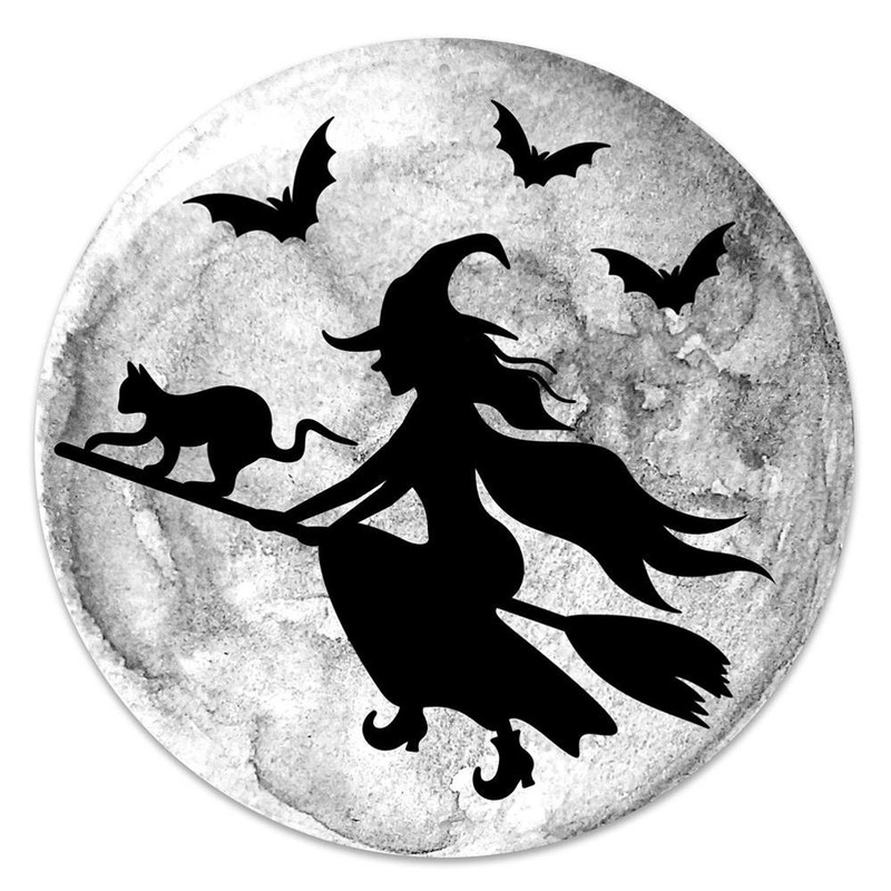 12" Metal Witch Flying By Moon Sign