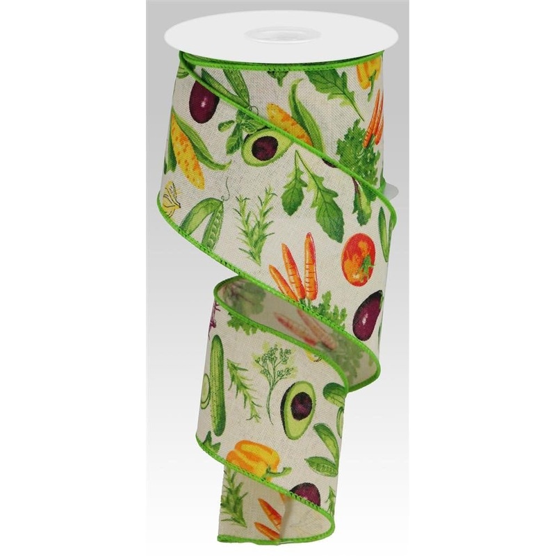 2.5" Vegetable Ribbon: Cream - 10yds