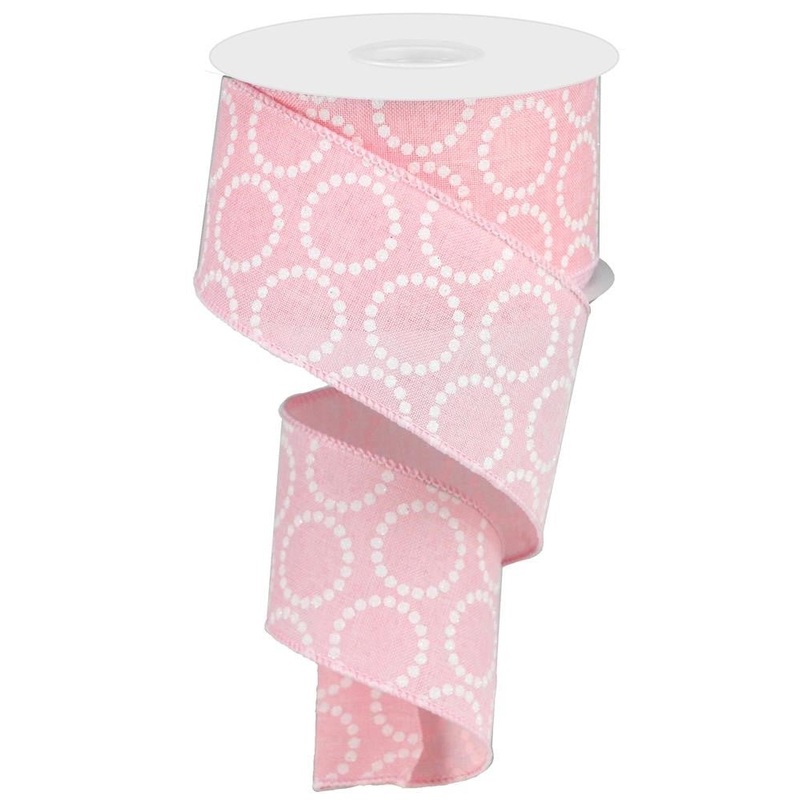 2.5" x 10yd Pearl Beads on Canvas Ribbon: Pale Pink