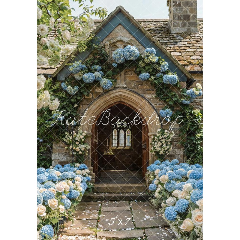 Kate Summer Floral Arch Bydrangeas House Backdrop Designed by Emetselch Microfiber (Printed) 5x7ft(1.5x2.2m)