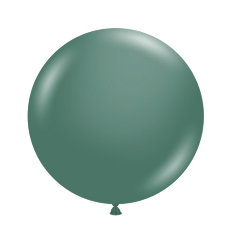 11" Tuftex Ever Green Inflated with Helium and Ribbon