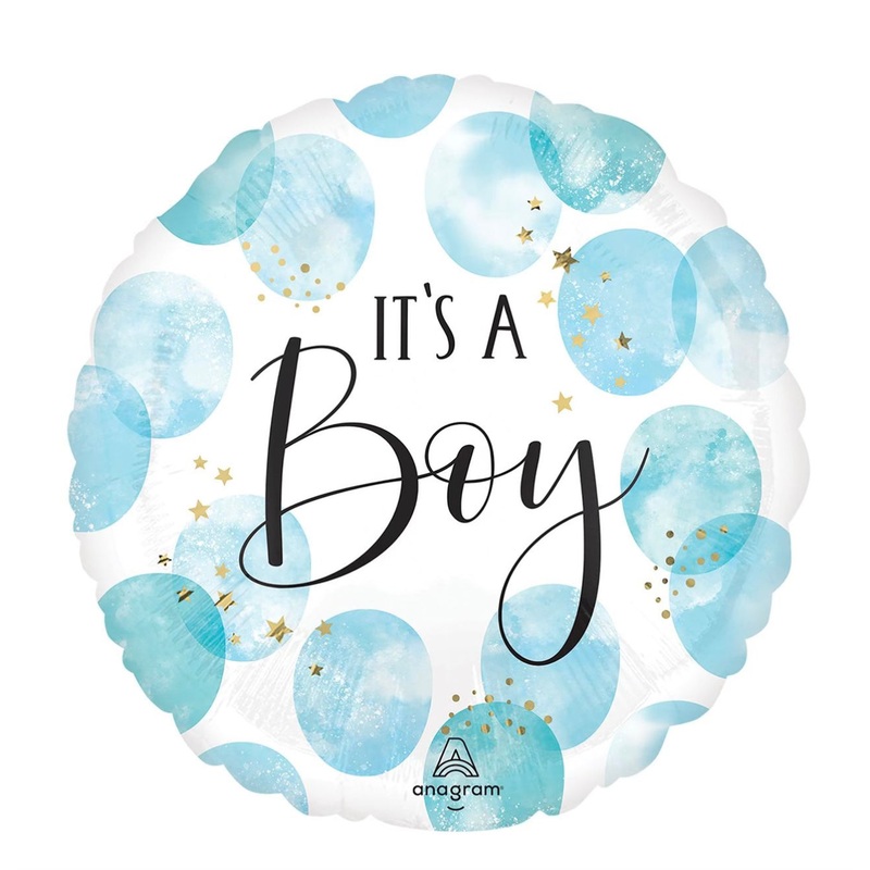 28" Watercolor It's a Boy Jumbo Foil Balloon