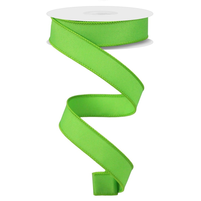 7/8" Diagonal Weave Fabric Ribbon: Lime Green