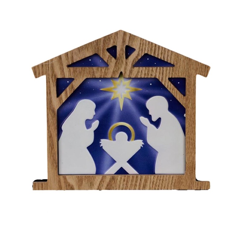 10.5" Metal Nativity Sign in Blue
