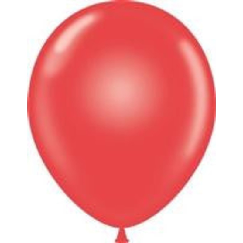 11" Tuftex Red Inflated with Helium and Ribbon