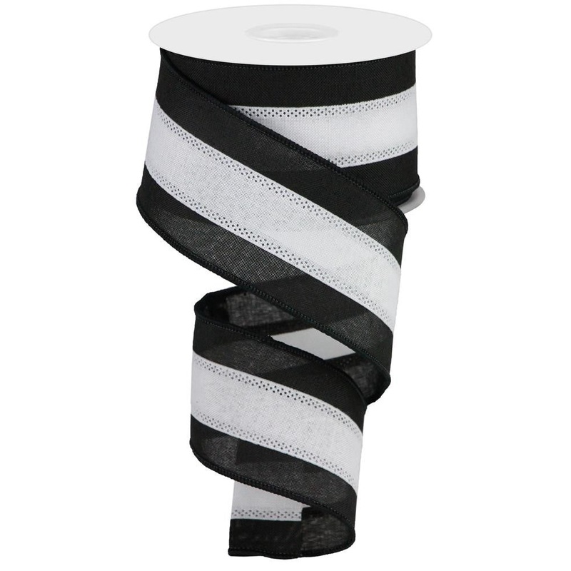 2.5" Tri-Stripe Ribbon: Black/White