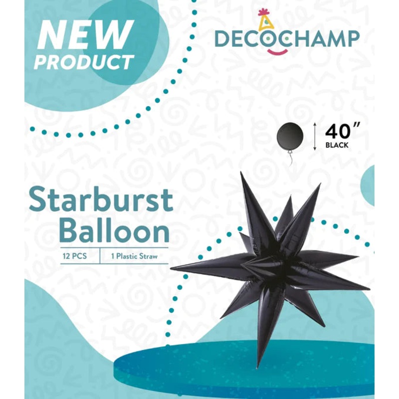 Starburst Foil Balloons Black 641483 40''