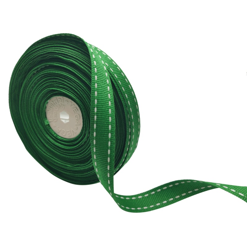 ALLURA STITCHED | GREEN WITH WHITE | 15MM | 25MTR