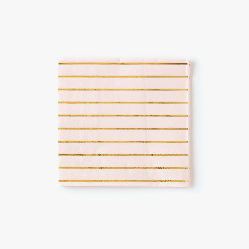 Blush Pink Foil Striped Napkins