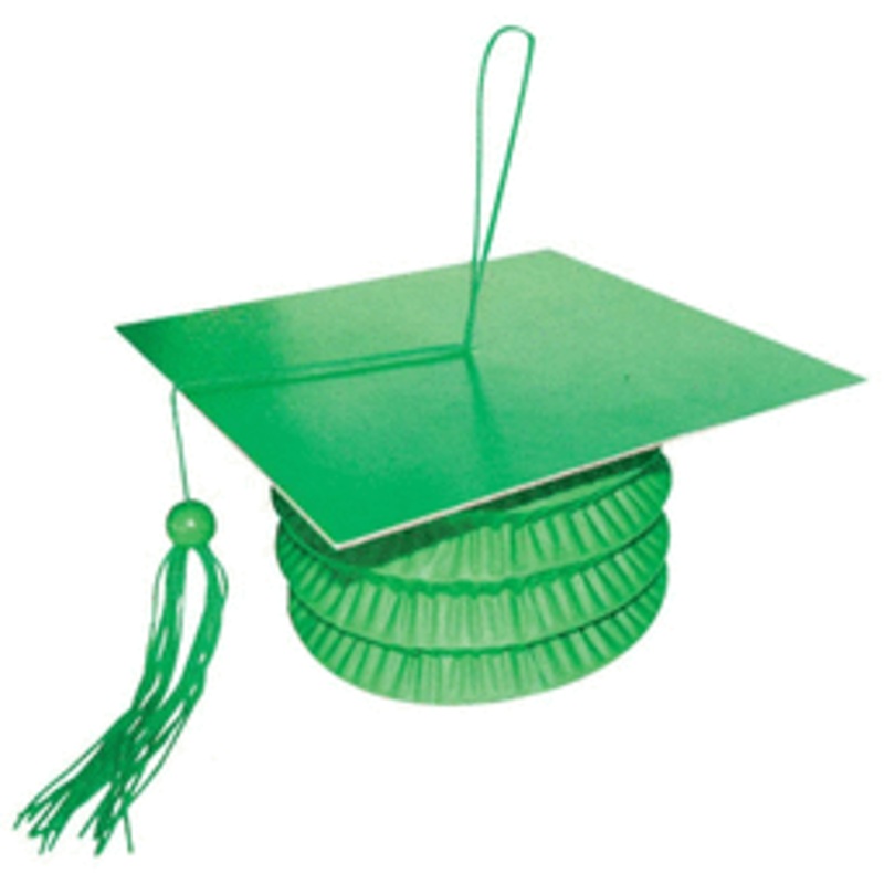 Graduation Cap Paper Lantern Weight Green (6 count)