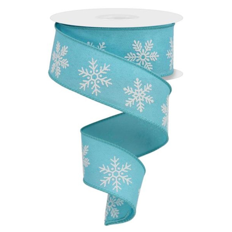 1.5" Bold Snowflake Ribbon: Light Blue/Wht - 10yds