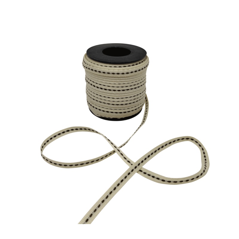 ALLURA STITCHED | CREAM WITH BLACK | 06MM | 50MTR