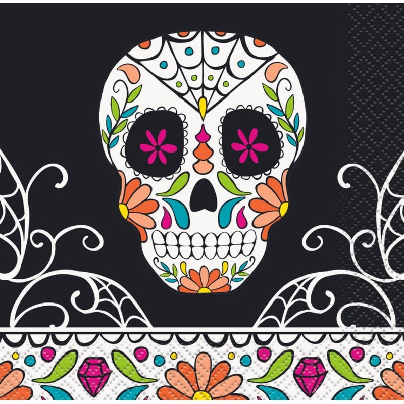Day of the Dead Skull Beverage Napkins | 24ct