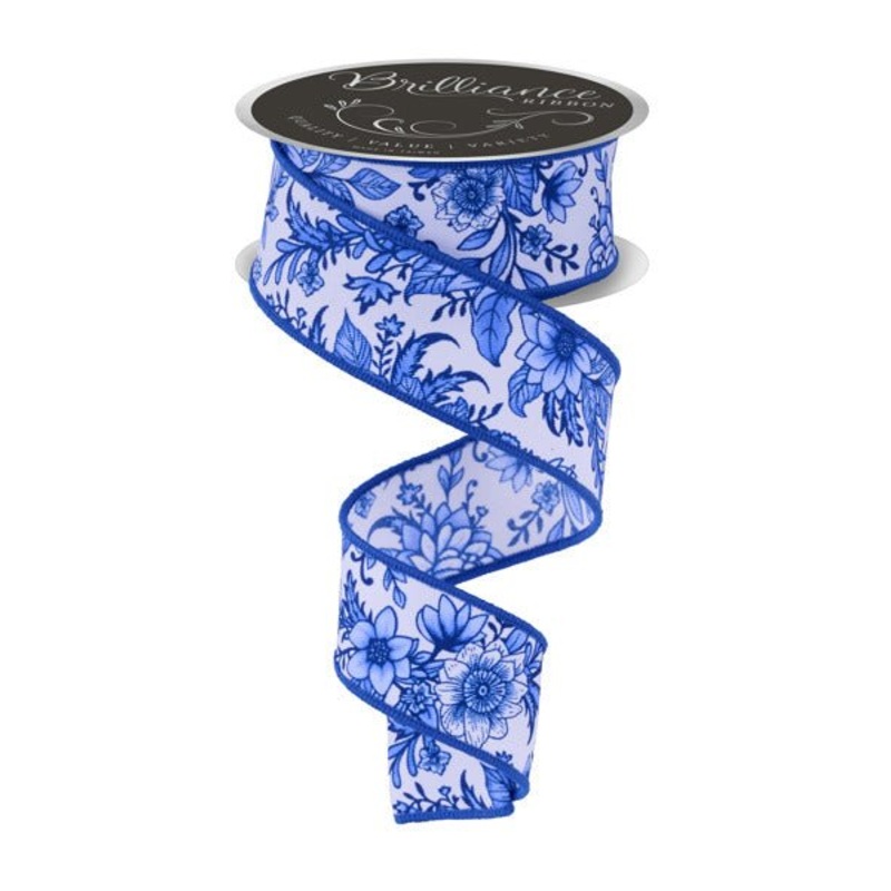 1.5" Chinoiserie Floral Ribbon - 10 yds