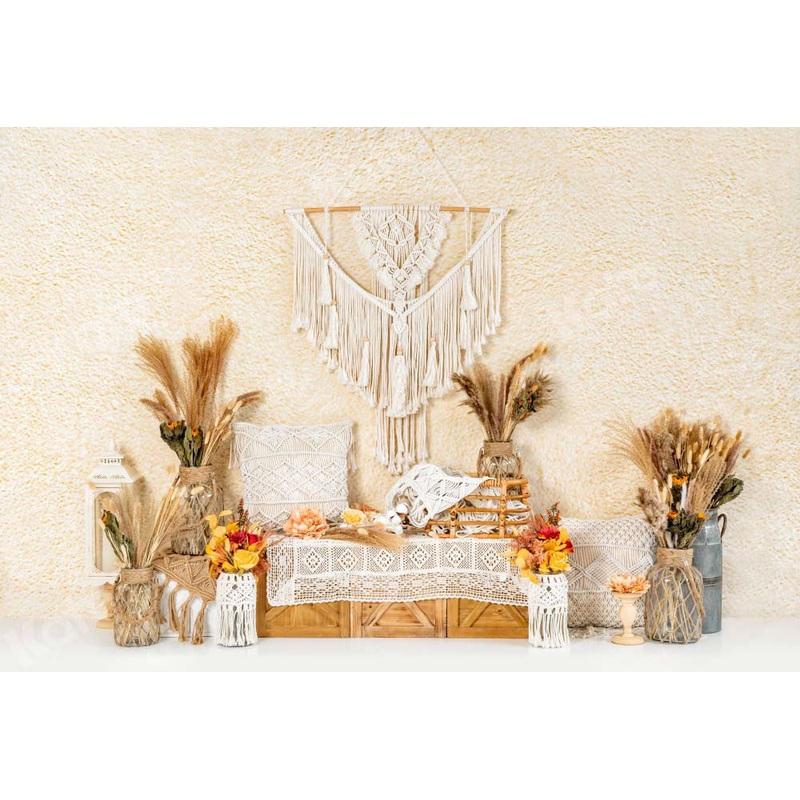 Kate Autumn Backdrop Boho Texture Wall Pillow Designed by Emetselch 5x3ft - newborns and babies Microfiber (Printed)