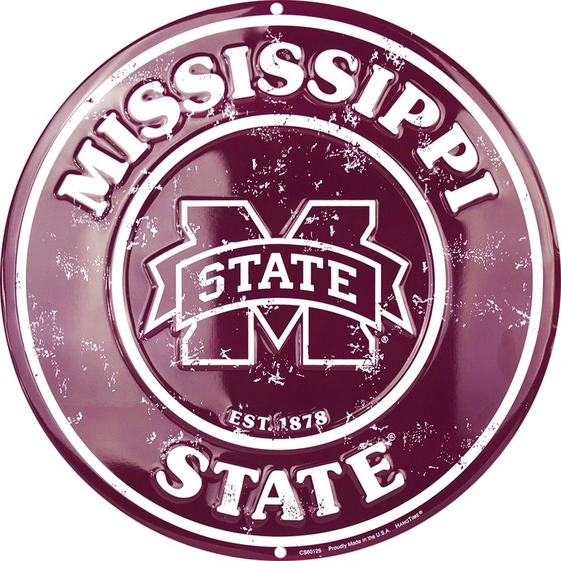 Mississippi State Embossed Metal Circular Sign