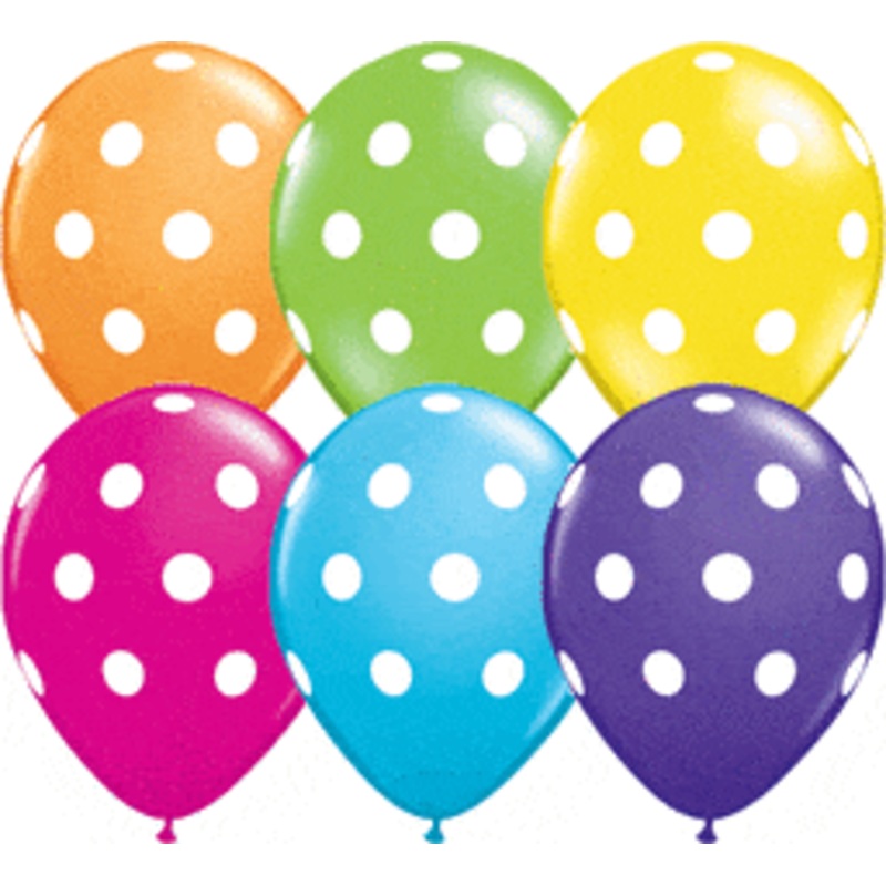 Tropical Assortment Big Polka Dots 11 Latex Balloons (50 count)