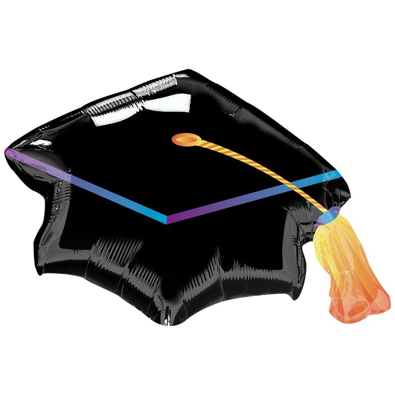 Black Graduation Cap with Colored Accents Balloon Helium-Filled (local only)