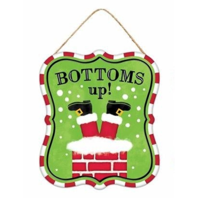 7" Bottoms Up Santa Sign
