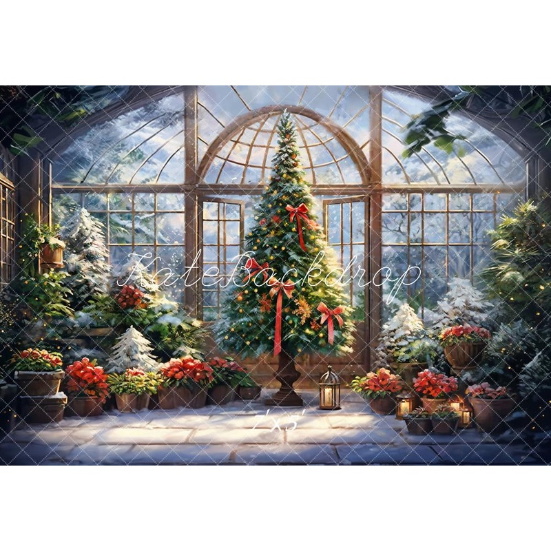 Kate Winter Greenhouse Colorful Garden Arched Window Backdrop Designed by GQ 7x5ft - small kids sitting / cake smash Microfiber (Printed)