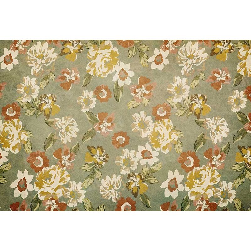 Kate Abstract Retro Flower Backdrop Green Leaves for Photography 5x3ft - newborns and babies Microfiber (Printed)