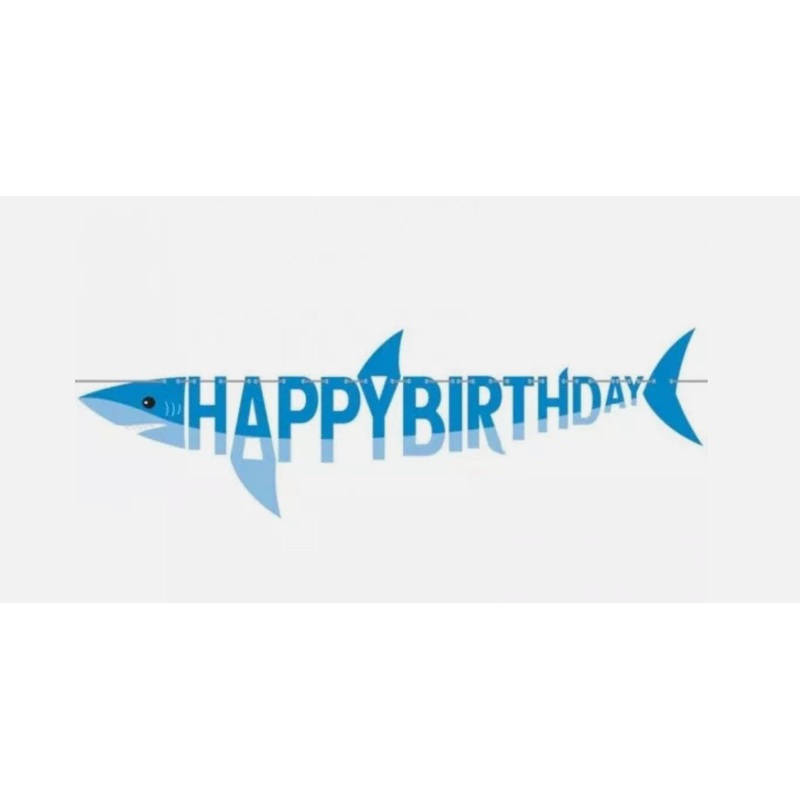 Shark Party Happy Birthday Banner | 1ct