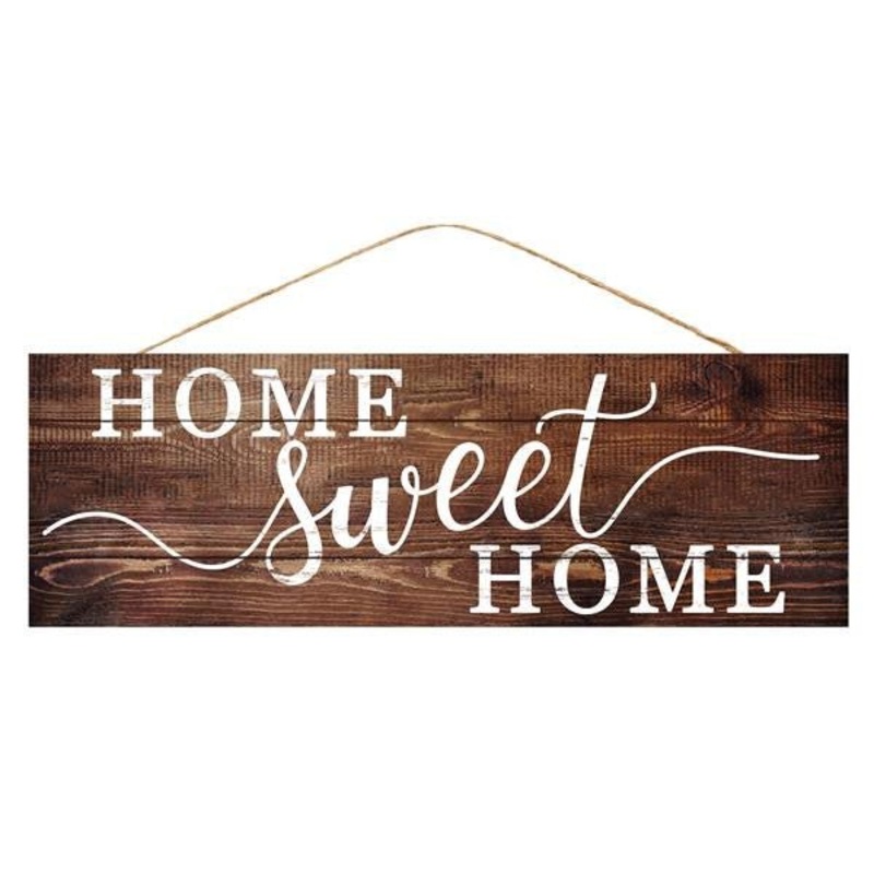 15" Home Sweet Home Sign: Natural/White