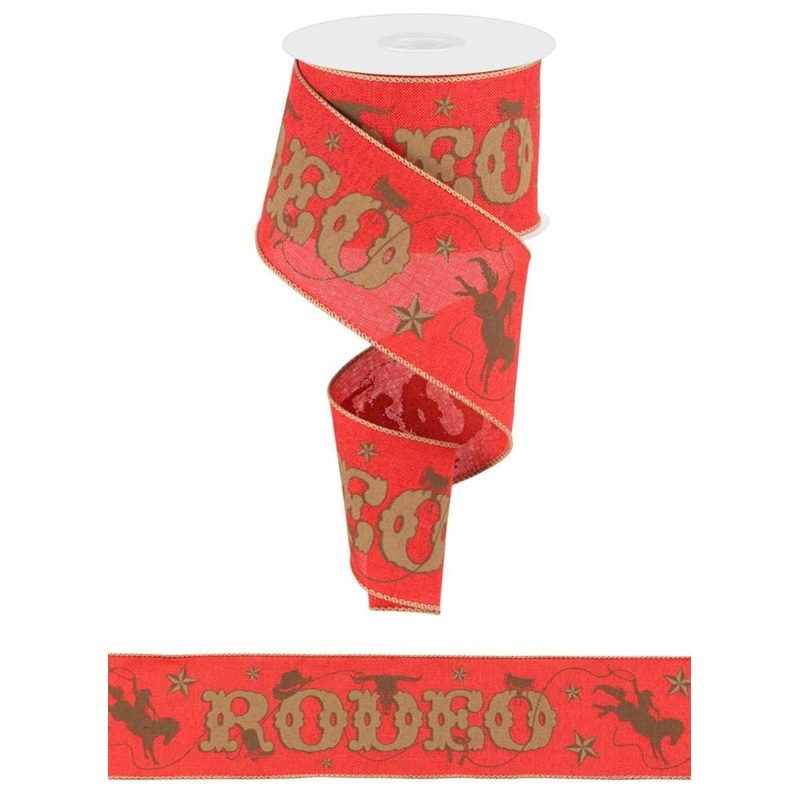2.5" Rodeo Ribbon: Red/Brown - 10yds