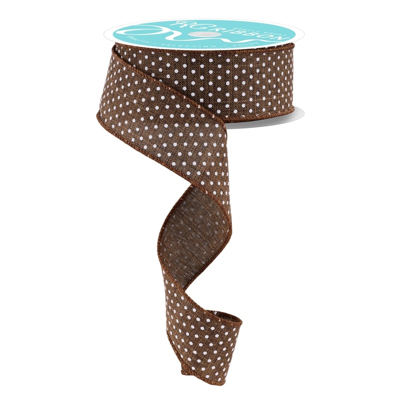 1.5" Raised Swiss Dot Ribbon: Brown - 10yds