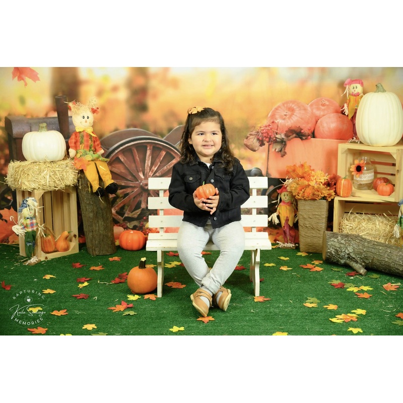 Kate Autumn Backdrop Pumpkin Stand Car Leaves for Photography 5x3ft - newborns and babies Microfiber (Printed)