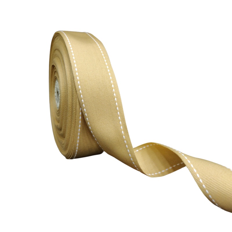 ALLURA STITCHED | BEIGE WITH WHITE | 38MM | 25MTR